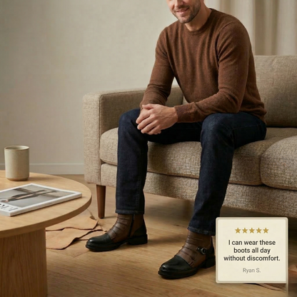 Ashwick™ – Two-Tone Buckle Detail Men's Leather Ankle Boots +50% OFF