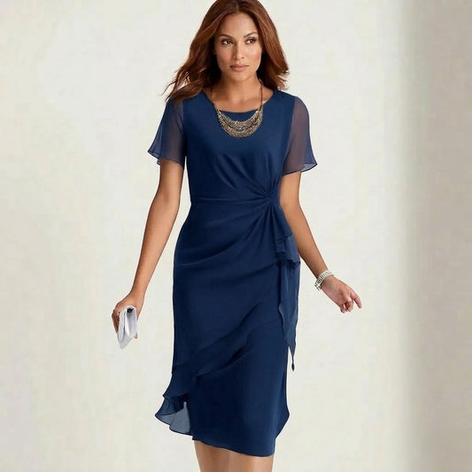 Floravel™ – Knot-Waist Layered Ruffle Chiffon Midi Dress + 50% OFF