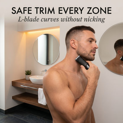 Hone™ – L-Shaped Safety Blade Body Trimmer for Men | LED Display | 90-Min Battery + 50% OFF