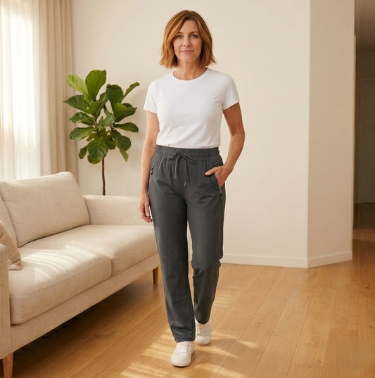 Stridewell™ – Ultra Soft Stretch Casual Pants for Women | Breathable Fabric | Elastic Waist | Zipper Pockets+ 50% OFF