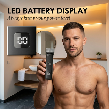 Hone™ – L-Shaped Safety Blade Body Trimmer for Men | LED Display | 90-Min Battery + 50% OFF