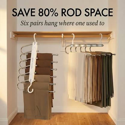 Foldholm™ – 6-Tier Space Saving Pants Hanger, Anti-Slip Folding Closet Rack for Jeans & Trousers +50% OFF