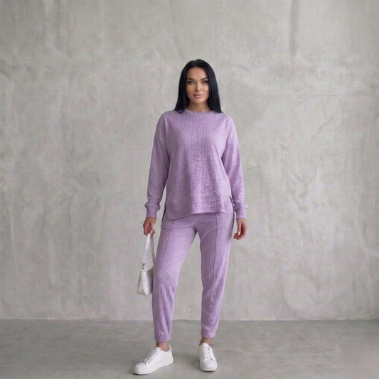 Drapecroft™ – Asymmetric Hem Sweatshirt & Pants Lounge Set + 50% OFF