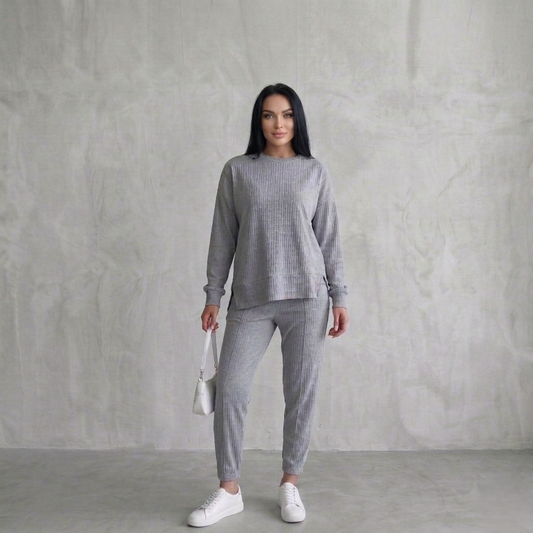 Drapecroft™ – Asymmetric Hem Sweatshirt & Pants Lounge Set + 50% OFF