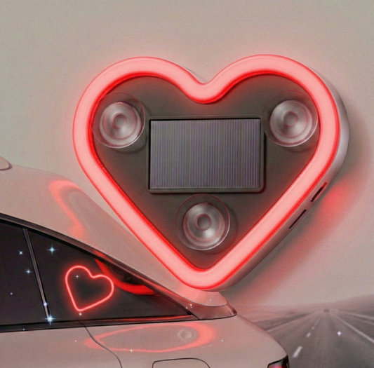 Nocturn™ – Solar Wireless Heart Neon Light | Car C-Pillar LED Glow Decor + 50% OFF