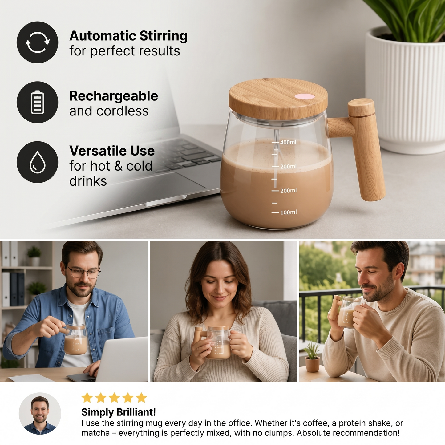 Brewmont™ – Auto-Stir Electric Mug with One-Touch Vortex Motor & Leak-Proof Lid + 50% OFF