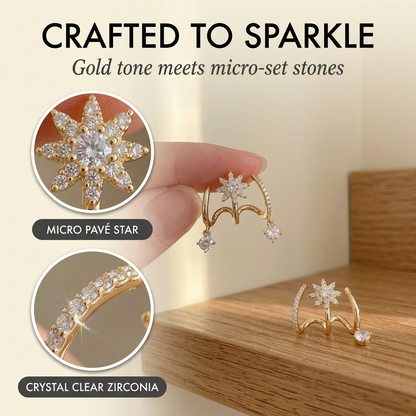 Halova™ – Star Claw Cuff Earrings with Crystal Drop | Stacked Piercing Look +50% OFF