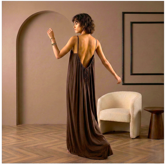 Driftelle™ – Open Back Tie Maxi Dress | Flowy Spaghetti Strap Sundress + 50% OFF