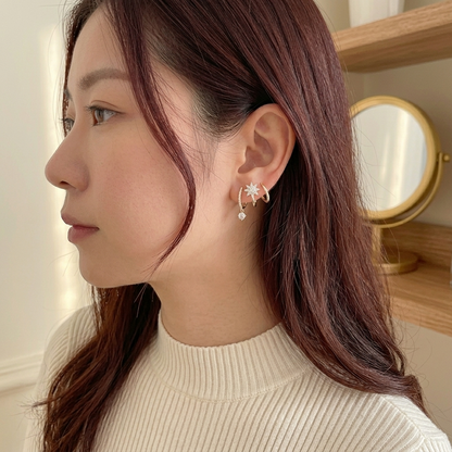 Halova™ – Star Claw Cuff Earrings with Crystal Drop | Stacked Piercing Look +50% OFF