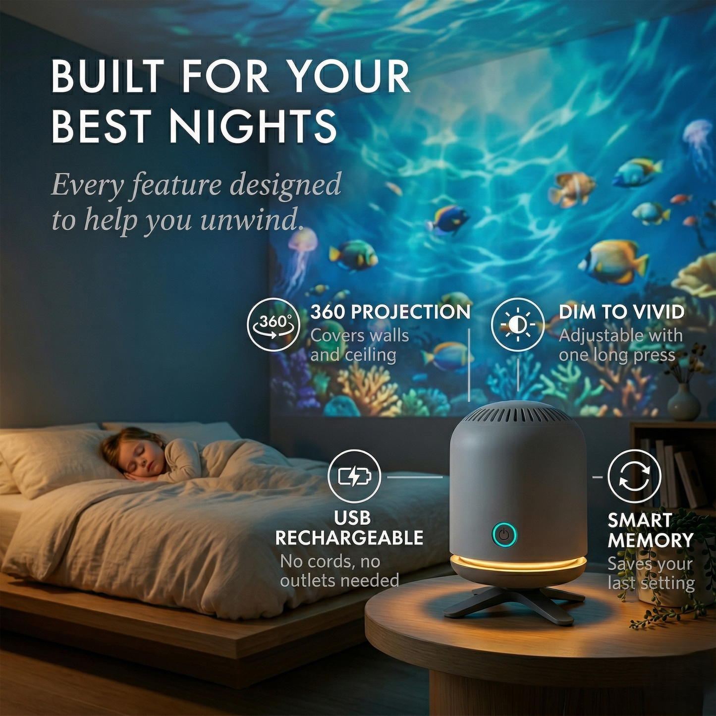 Tidaveil™ – Rotating Ocean LED Projector Night Light + 50% OFF