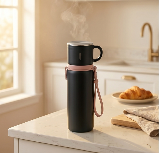 Hearthen™ – 600ml Insulated Stainless Steel Thermal Bottle with Dual-Purpose Lidded Cup + 50% OFF