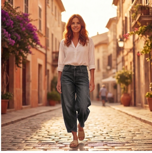 Crease™ – Asymmetric Cross-Hem Wide-Leg Jeans for Women + 50% OFF