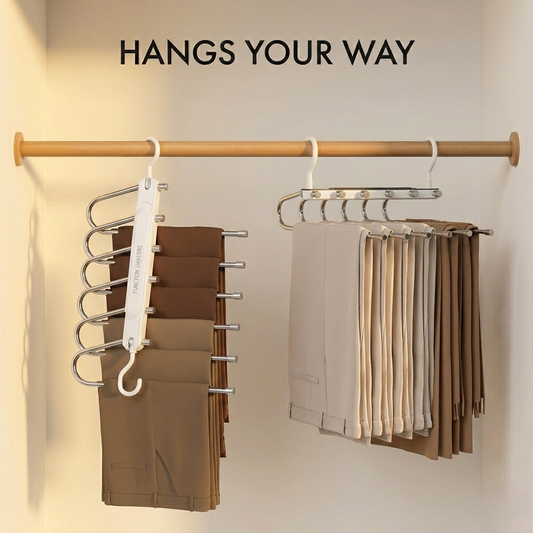 Foldholm™ – 6-Tier Space Saving Pants Hanger, Anti-Slip Folding Closet Rack for Jeans & Trousers +50% OFF