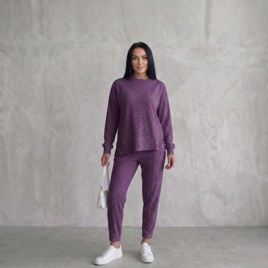 Drapecroft™ – Asymmetric Hem Sweatshirt & Pants Lounge Set + 50% OFF