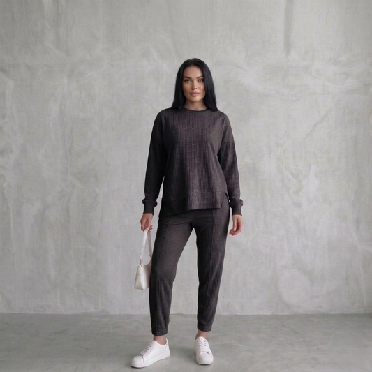 Drapecroft™ – Asymmetric Hem Sweatshirt & Pants Lounge Set + 50% OFF