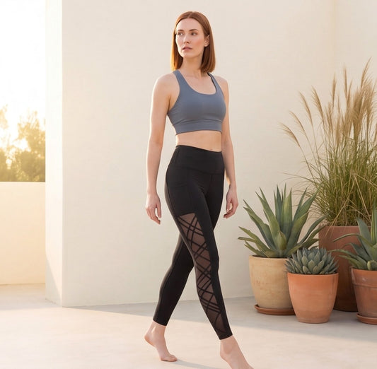 Meshvara™ – High Waist Mesh Panel Butt Lift Yoga Leggings with Pockets +50% OFF