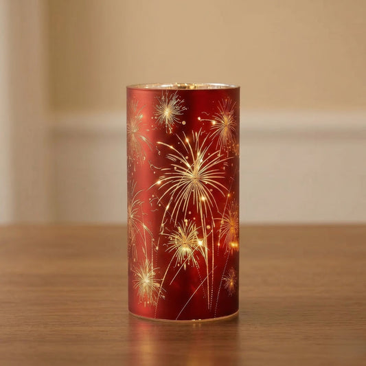 Glowcrest™ – Patriotic Firework Etched Glass LED Lantern +50% OFF