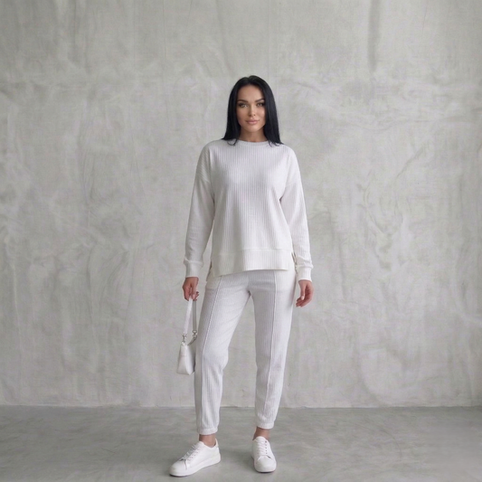 Drapecroft™ – Asymmetric Hem Sweatshirt & Pants Lounge Set + 50% OFF