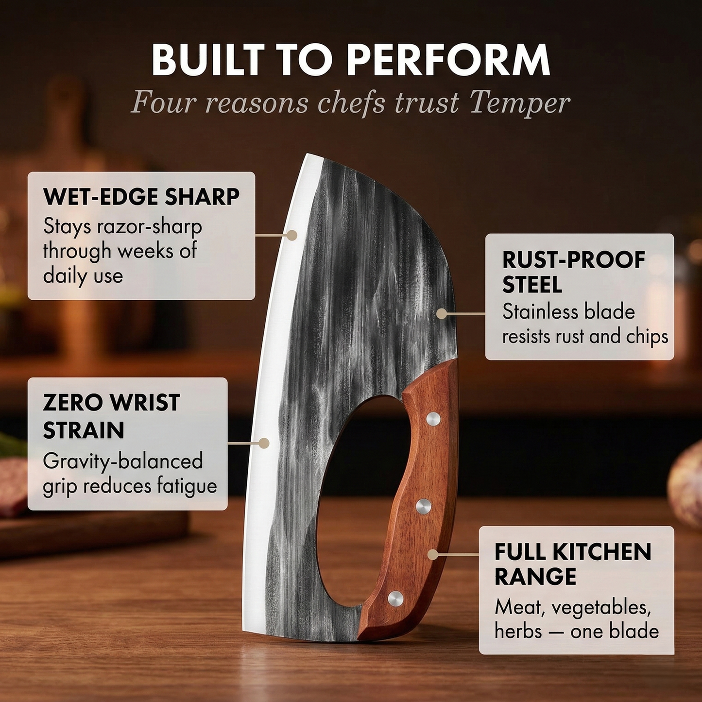 Temper™ – Hand-Forged Ergonomic Cleaver Knife | 24cm Chef's Kitchen Blade +50% OFF