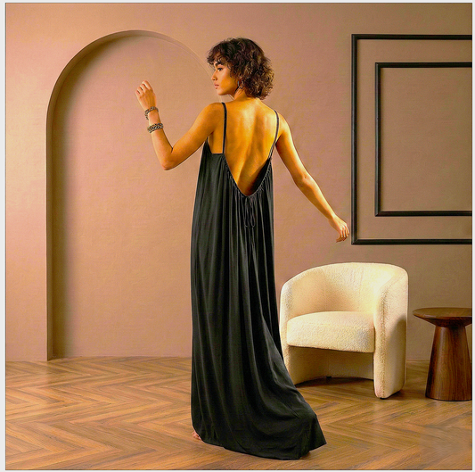 Driftelle™ – Open Back Tie Maxi Dress | Flowy Spaghetti Strap Sundress + 50% OFF