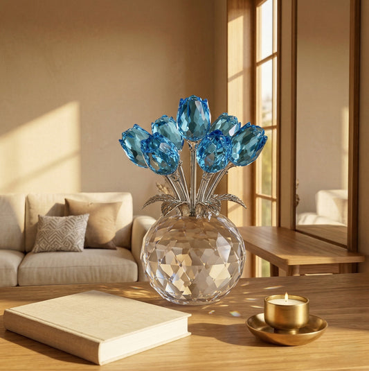 Petarelle™ – 7-Color Handmade K9 Crystal Rose Figurine with Crystal Vase + 50% OFF