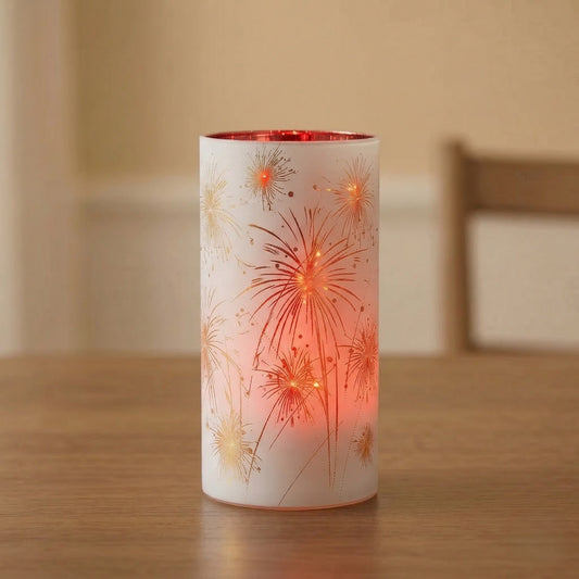Glowcrest™ – Patriotic Firework Etched Glass LED Lantern +50% OFF