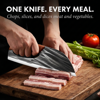 Temper™ – Hand-Forged Ergonomic Cleaver Knife | 24cm Chef's Kitchen Blade +50% OFF