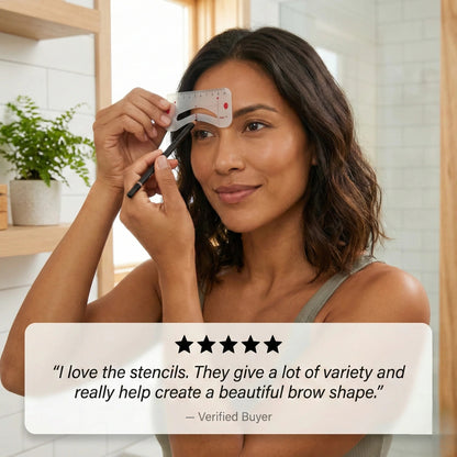 Archwell™ – 12-Shape Reusable Eyebrow Stencil Kit | Soft PEVA Guides for Balanced, Natural Brows + 50 % OFF