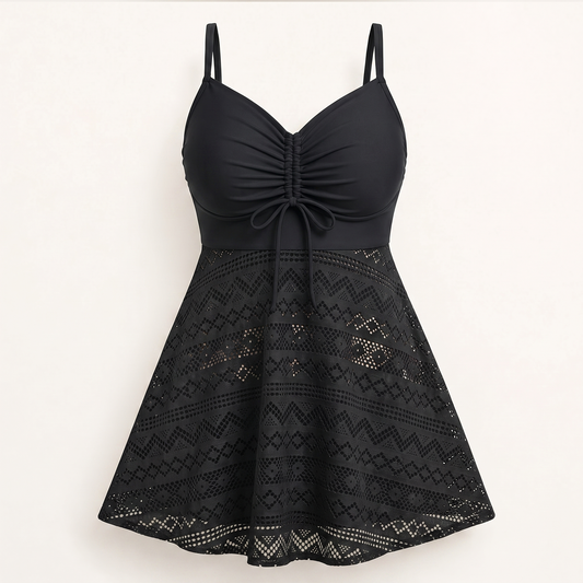 Soleya™ – Skirted Mesh Slimming Plus-Size Swimsuit + 50% OFF