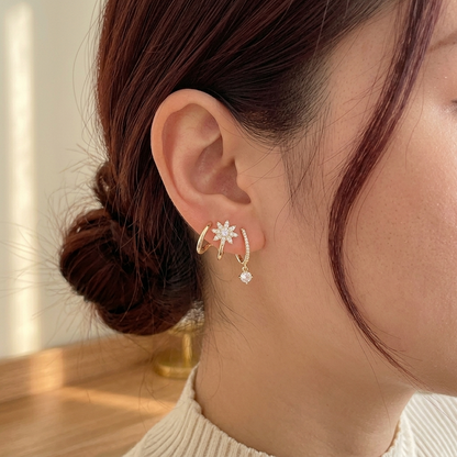 Halova™ – Star Claw Cuff Earrings with Crystal Drop | Stacked Piercing Look +50% OFF
