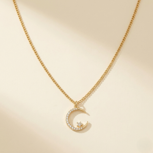 Moonveil™ – CZ Moon & Star Celestial Gold Necklace +  Buy 1 Get 1 FREE