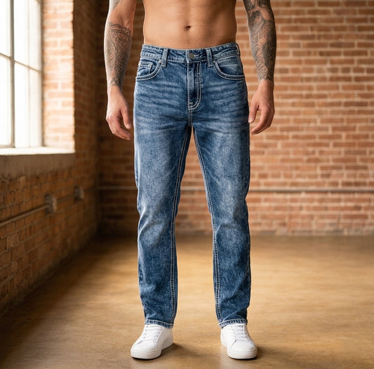 Fadecraft™ – Vintage Washed Straight-Leg Men's Streetwear Jeans + 50% OFF