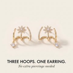Halova™ – Star Claw Cuff Earrings with Crystal Drop | Stacked Piercing Look +50% OFF