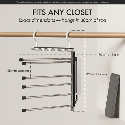 Foldholm™ – 6-Tier Space Saving Pants Hanger, Anti-Slip Folding Closet Rack for Jeans & Trousers +50% OFF