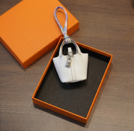 Satchelle™ – Luxury Mini Bag Charm with Silk Scarf & Padlock Detail +50% OFF