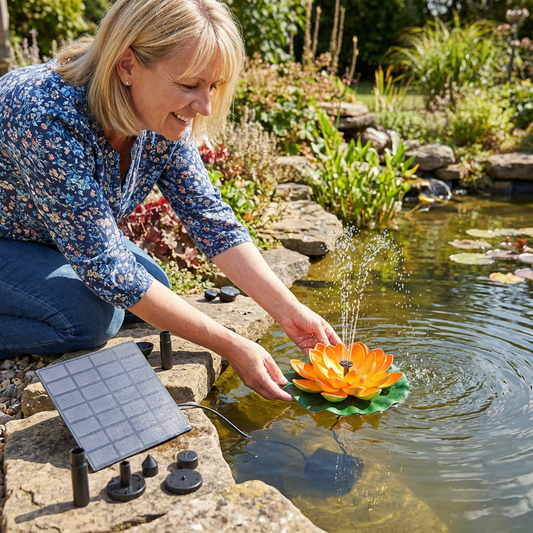 Lillova™ – Solar Floating Lotus Fountain with 7 Spray Heads for Ponds, Pools & Birdbaths + 50% OFF