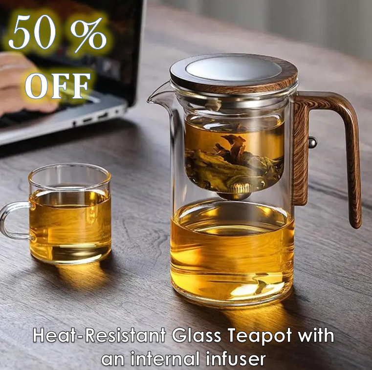 The AuraBrew Glass Teapot - Visual Elegance, Precision Infusion, and 600ml Capacity + 50% OFF