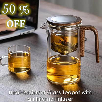 The AuraBrew Glass Teapot - Visual Elegance, Precision Infusion, and 600ml Capacity + 50% OFF