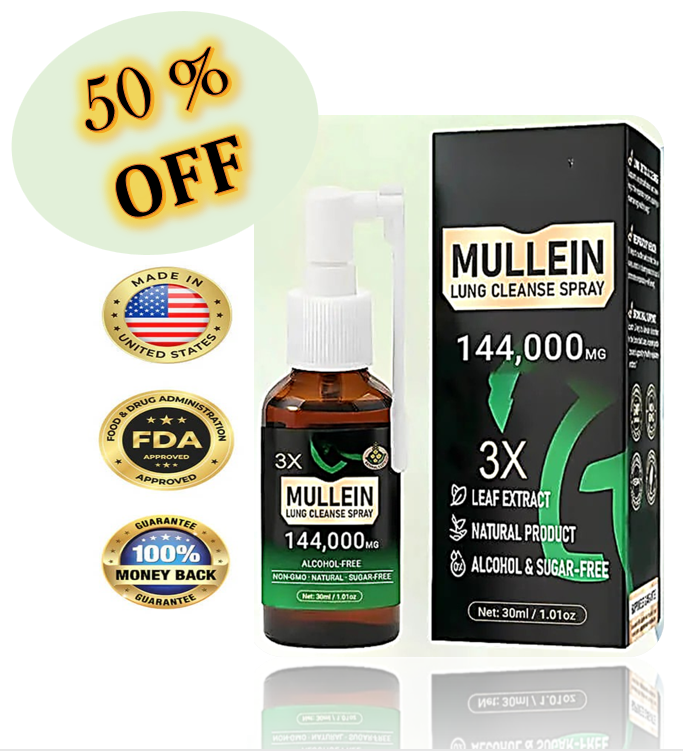The AuraFlow Mullein Lung Spray - 3x Concentrated Mullein, MHRA-Certified, and 8-Week Respiratory Recovery + 50% OFF
