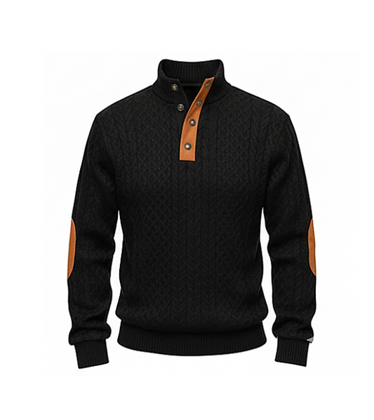 Ashford™ – Textured Jacquard Stand-Collar Pullover with Suede Elbow Patches+ 50 % OFF