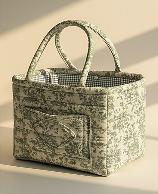 Florielle™ – Quilted Floral Storage Basket with Handles + 50 % OFF