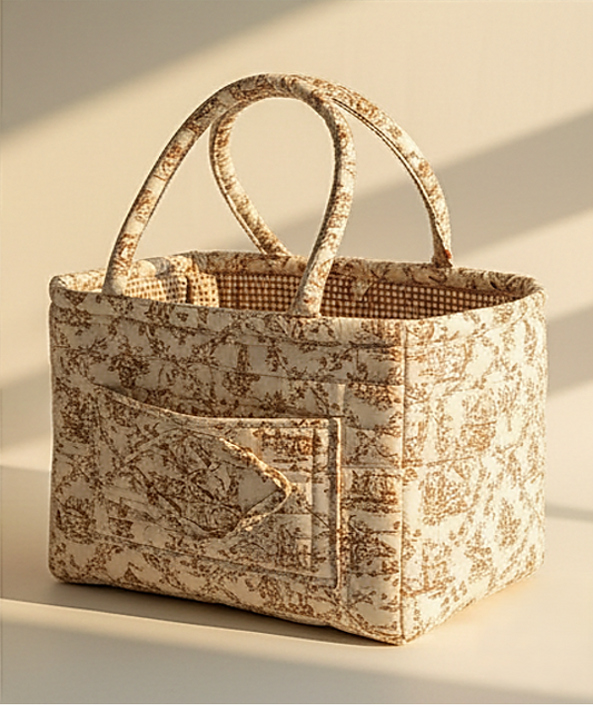 Florielle™ – Quilted Floral Storage Basket with Handles + 50 % OFF