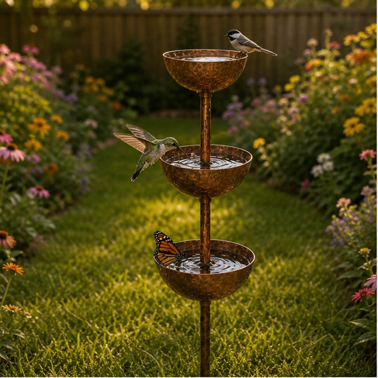 Wrenhollow™ – 3-Tier Rustic Iron Bird Bath & Feeder Garden Stake + 50% OFF
