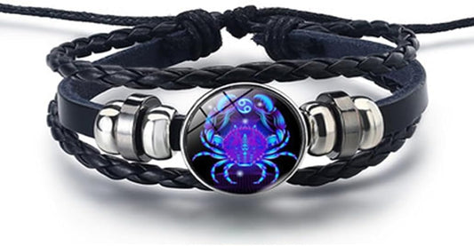 The AuraGuardian Zodiac Bracelet - Premium Black Leather, Adjustable Fit, and Hypoallergenic Quality + 50% OFF