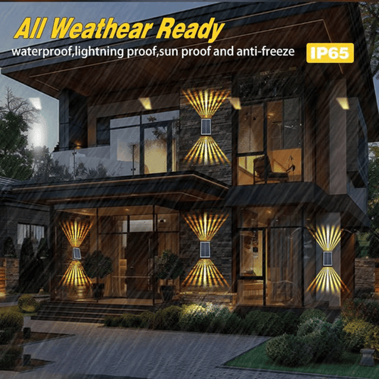 The AuraBeam Solar Wall Lights - Dual Beam Elegance, 12-Hour Power, and Zero Wiring + 50% OFF