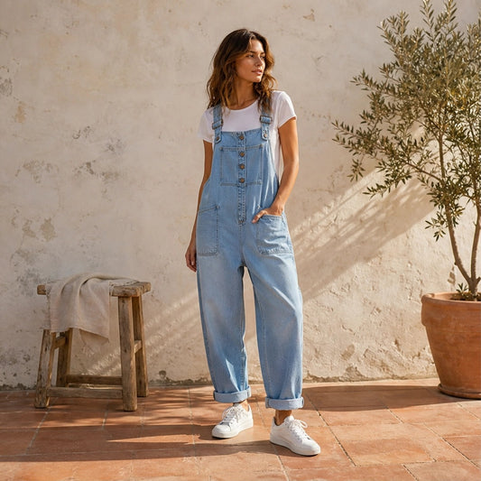 Larkmont™ – Wide-Leg Vintage Buckle Denim Overalls + 50% OFF