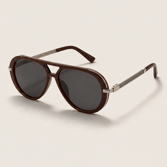 Solvista – Retro Double-Bridge Aviator Sunglasses with Gold Metal Temples - Buy 1 + 1 FREE