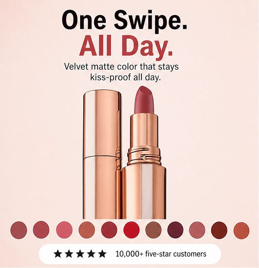 Veloura – 24H Long-Lasting Comfort Matte Lipstick + Buy 1 Get 1 FREE