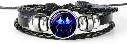 The AuraGuardian Zodiac Bracelet - Premium Black Leather, Adjustable Fit, and Hypoallergenic Quality + 50% OFF