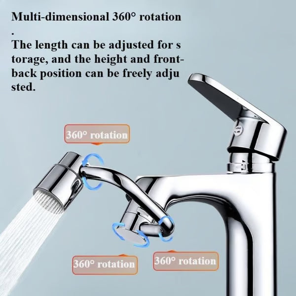 The AquaFlow Faucet Extender - 1440° Rotation for Hands-Free Washing + 50% OFF
